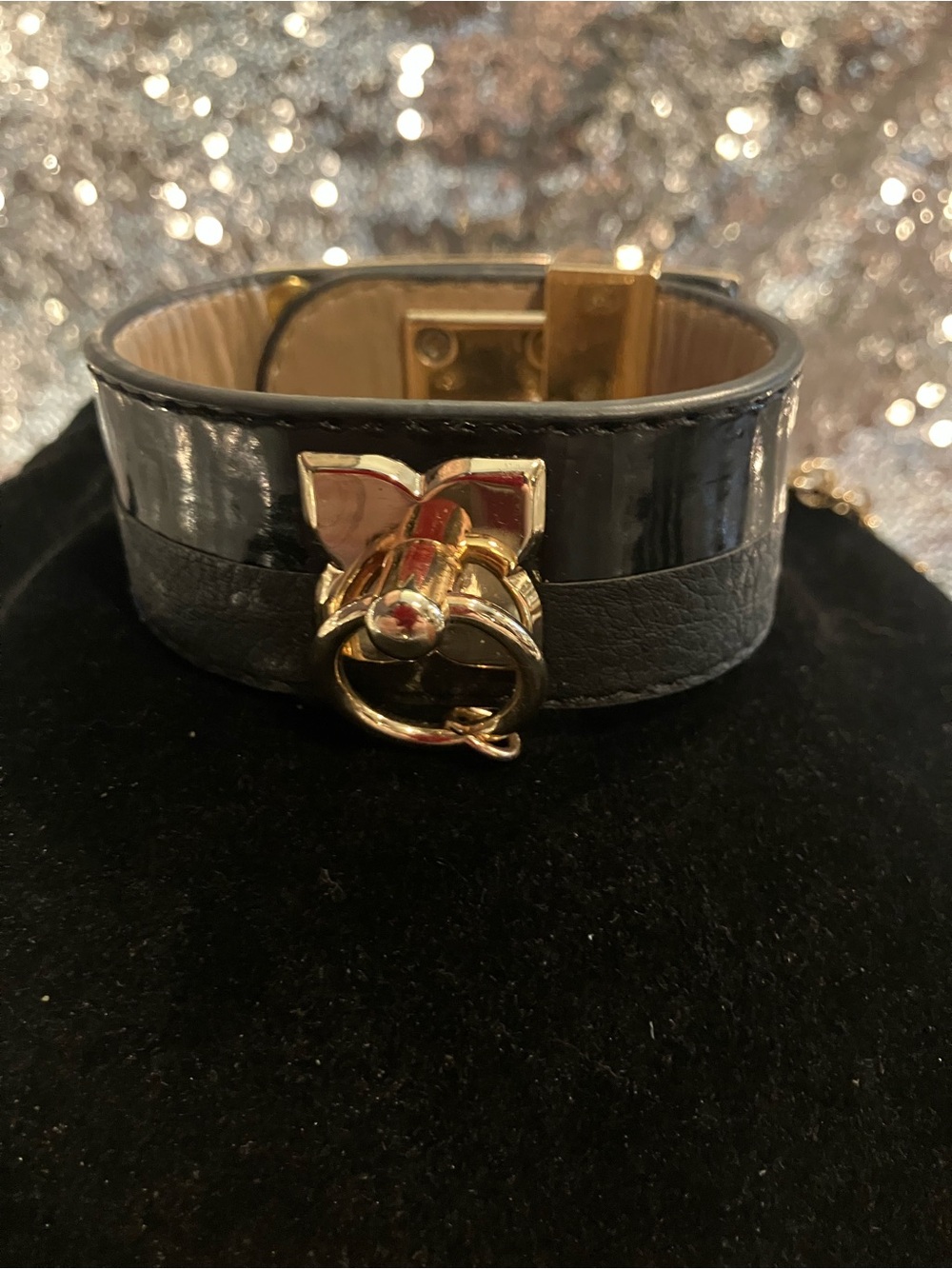 BCBGMaxAzria Set of 2 Black Leather Toggle Cuff Bracelets - Picture 8 of 9